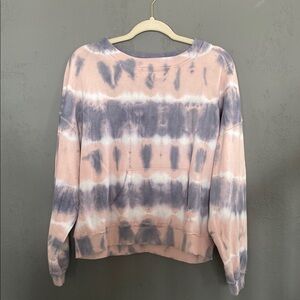 Lucky Brand Pink & Purple Kangaroo Pocket Tie-Dye Sweatshirt Size Medium